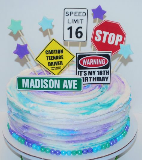 16th Birthday Driver Theme Cake 16 Cake, Sweet 16 Cakes, 16 Birthday Cake, 16 Birthday, Car Cake, Theme Cake, 16th Birthday Party, Pretty Cakes, 16th Birthday