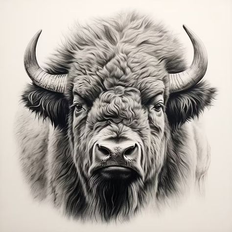 StencilSafari - Etsy Ox And Snake Tattoo, Seth Tattoo, Wall Decor Cricut, Bison Tattoo, Andy Thomas, Buffalo Tattoo, White Bison, Bison Art, Buffalo Art