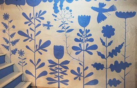 My Basement Workshop. | Art is a Way | Bloglovin’ Bathroom Mural, Basement Workshop, Garden Mural, Flower Mural, Bedroom Murals, Basement Walls, Hand Painted Walls, Mural Wall Art, Mural Painting