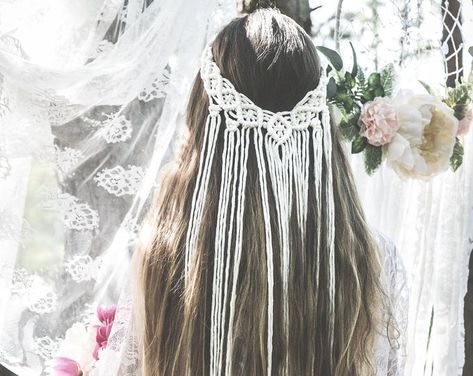 Boho Wedding Altar, Macrame Veil, Bohemian Veils, Boho Veil, Unique Veil, Macrame Headband, Boho Veils, Stile Boho Chic, Rope Hair