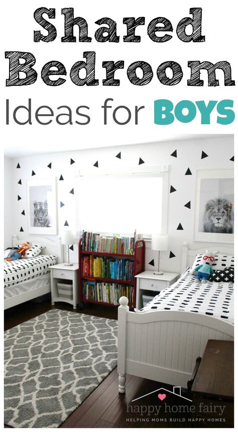 Shared Bedroom Ideas for Boys - Happy Home Fairy Shared Bedroom Ideas, Bedroom Ideas For Boys, Shared Boys Rooms, Minimalist Kids Room, Happy Home Fairy, Boys Shared Bedroom, Kids Bedroom Boys, Stylish Bedroom Design, Shared Bedroom