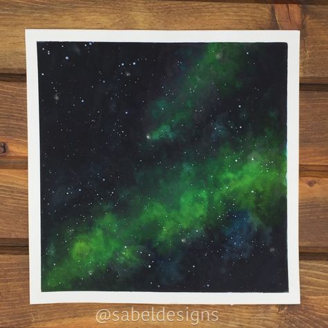 Watercolor Galaxy @sabeldesigns  # painting #universe #watercolor #galaxy Universe Painting Ideas, Green Galaxy Painting, Universe Watercolor, Watercolor Galaxy Tattoo, Painting Universe, Galaxy Painting Acrylic, Sky Ceiling, Night Sky Painting, Green Galaxy