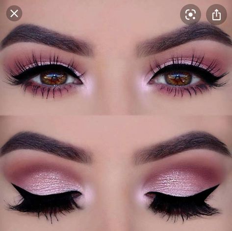 Rosa Make-up, Pink Glitter Makeup, Make Up Diy, Pink Smokey Eye, Make Up Designs, Mekap Mata, Trendy Eyeshadow, Video Makeup, Pink Eye Makeup