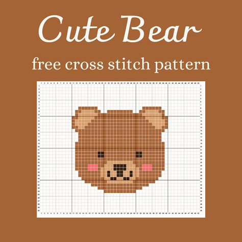 Cute Bear - free cross stitch pattern Bear Cross Stitch Pattern Free, Baby Cross Stitch Patterns Free, Beginner Cross Stitch Patterns Free, Bear Cross Stitch, Flower Pattern Design Prints, Free Cross Stitch Pattern, Bear Embroidery, Baby Cross Stitch Patterns, Keeping It Real