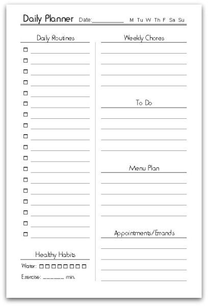 Fre Printable Half-Size Daily Planner (7-day version) | Contented at Home Half Size Planner Printables Free, Daily Docket, Task Planner, Daily Planner Printables Free, To Do Planner, Printable Daily Planner, Home Management Binder, Daily Planner Pages, Filofax Planners