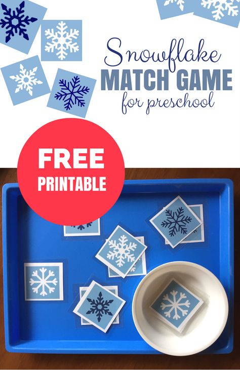 Print out these snowflakes and start playing! Free printable match game for free choice at preschool. Match colors, shapes, or both! Snowflake Shapes Preschool, Montessori Snowflake Activities, Snowflake Matching Free Printable, Weather Matching Game Free Printable, Snowflake Activities For Toddlers, Snowflake Game, Preschool January, Winter Crafts Preschool, Winter Unit