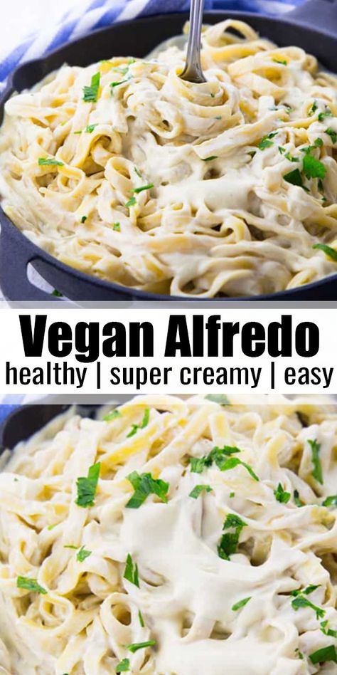 Vegan Fettuccine Alfredo, Alfredo Sauce Recipe Easy, Vegan Alfredo Sauce, Vegan Alfredo, Resep Pasta, Alfredo Sauce Recipe, Vegan Pasta Recipes, Fettuccine Alfredo, Vegan Comfort Food