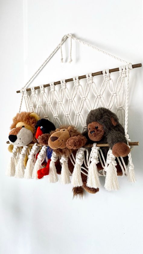 Storage Kids Bedroom, Teddy Hammock, Macrame Kids Room, Toy Playroom, Toy Storage Hammock, Teddy Storage, Storage Hammock, Kids Bedroom Storage, Soft Toy Storage