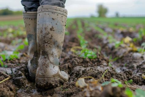 The close up view of farmer walking in the farm while wear dirty boots. AIG43. stock photography Farmer Boots, Farm Boots, Royal Au, Farmers Walk, Dirty Boots, Plastic Boots, Lightning Thief, Oc Reference, Reference Board