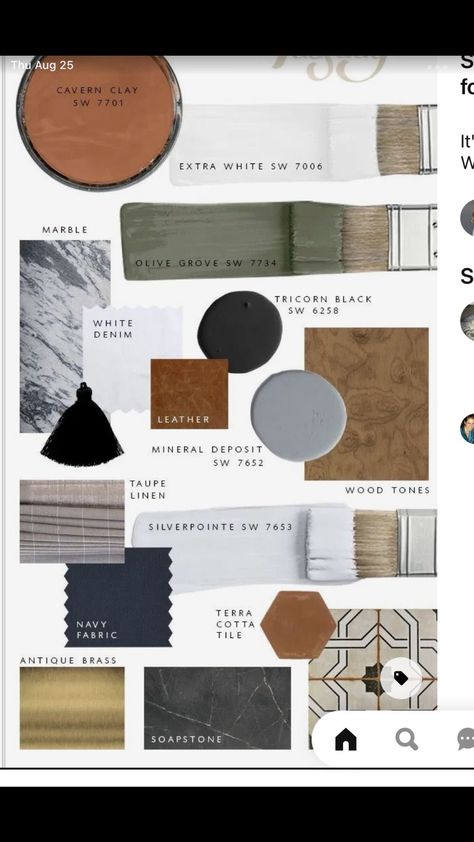 Earthy Color Schemes Colour Palettes, Earth Tone Farmhouse Living Room, Black White Wood Color Palette, Kitchen Mood Board Colour Palettes, Counseling Decor, Green Room Colors, Sage Living Room, Earth Tone Living Room, Farmhouse Color Scheme