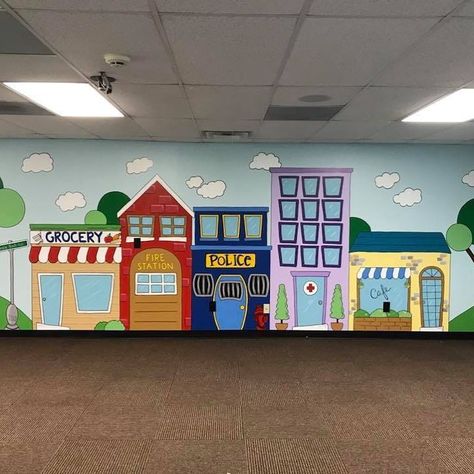 Dana Maciag on Instagram: “You can bring a boring wall to life with all kinds of color! . . . #scottsdalemuralist #phoenixmuralist #kidmuralsbydana #muralart #artist…” Classroom Interior, Preschool Rooms, English Design, Kinds Of Colors, Kids Wall Murals, House Wall, Kids Corner, Fire Station, Mural Art