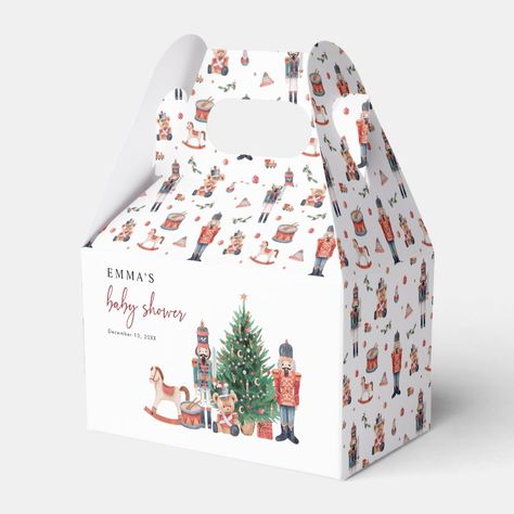 Nutcracker Baby Shower Favor Boxes Watercolor Nutcracker, Nutcracker Collection, Holiday Baby Shower, Baby Shower Photos, Shower Themes, Baby Shower Favor, Beautiful Christmas Trees, Holiday Baby, Baby Shower Food