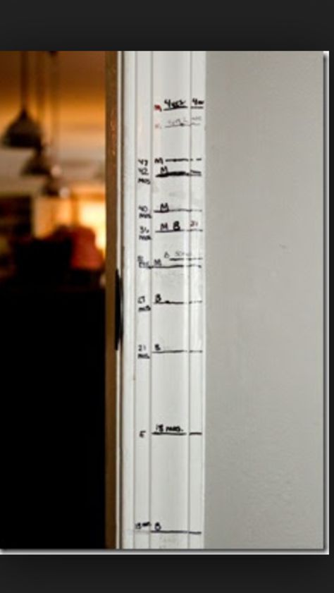 Growth chart on door frame Growth Chart Ideas, Height Grow, Wall Growth Chart, Jim Gaffigan, Height Growth, Get Off My Lawn, Growth Charts, Wall Writing, Height Chart