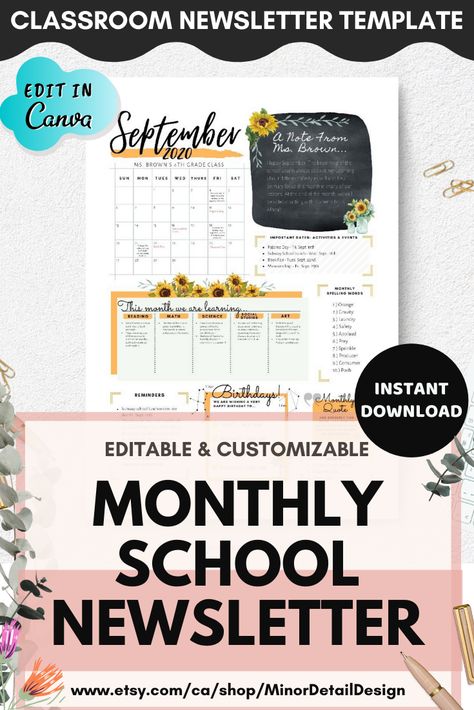 Note For Parents, Communication Letter, Parent Communication Forms, September Newsletter, Class Newsletter, Monthly Newsletter Template, Kindergarten Parent, Welcome To Class, Newsletter Ideas