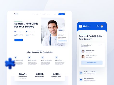 Clinic Landing Page by Omer Erdogan Hospital Website, Medical Website Design, Ui Design Principles, Medical App, Dental Website, Ui Design Website, Portfolio Website Design, Medical Design, Power Point Template