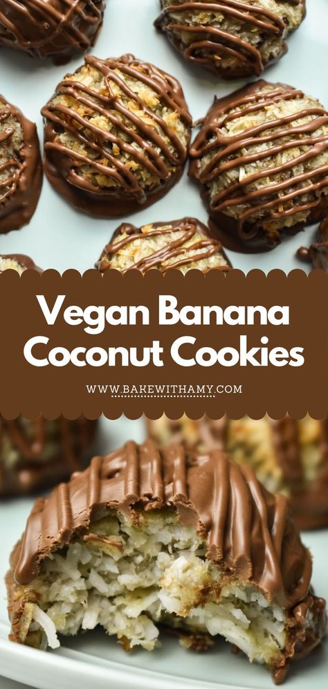 Banana Cocoa Cookies, Thai Banana Recipes, Vegan Banana Dessert Recipes, Banana Christmas Recipes, Banana Coconut Recipes, Banana And Coconut Recipes, Vegan Banana Desserts Easy, What To Do With Shredded Coconut, What To Do With Over Ripe Bananas