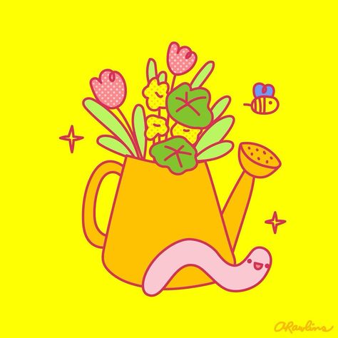 Another little doodle I made to illustrate my mail club tiers! Little wormo enjoying some flowers 🌷🪱 Flowers Illustration, Cards Art, Bee Cards, Little Doodles, Art Gifts, Hand Illustration, Funny Cute, Art Gift, Bee