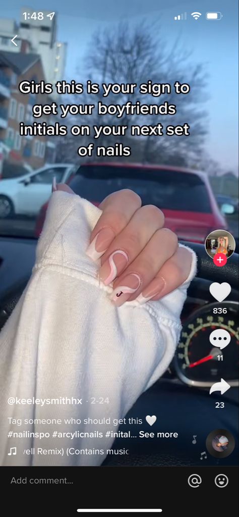 Nail J Initial, Nails With Initials On Them Short, Cute J Initial Nails, Nail Designs With Boyfriend Initials, Cute Nails With J Initial, Nails With His Initials Red, Pink Nail With Initial, Nails With Partners Initial, Subtle Initial Nails