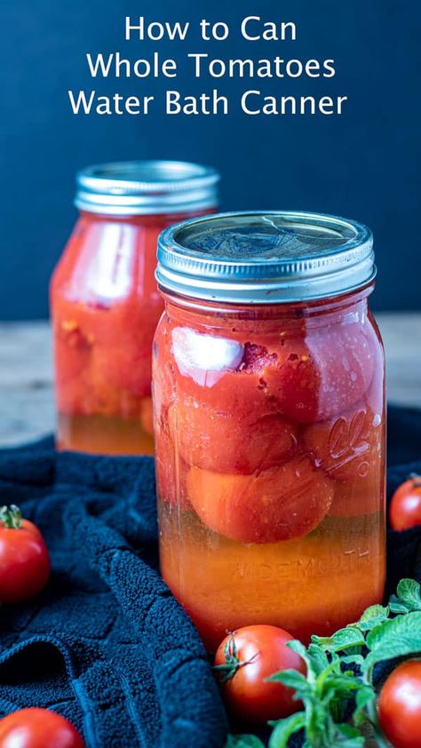 Step by step tutorial for how to can tomatoes in a water bath canning pot. #canningtomatoes #howtocantomatoes #farmtotable #preservingtheharvest Canning Stewed Tomatoes, Canning Tomatoes Recipes, Preserving Tomatoes, Tomato Harvest, Lamb Stew Recipes, Pressure Canning Recipes, Canning Whole Tomatoes, Water Bath Canning, Ham And Beans