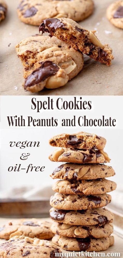 Spelt Cookies, Spelt Flour Recipes, Spelt Recipes, Peanut Chocolate, Cookies With Chocolate, Vegan Cookie, Vegan Cookies Recipes, Vegan Holiday, Eating Better