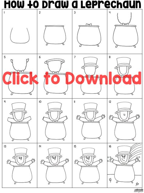 Leprechaun Directed Drawing for St. Patrick’s Day Leprechaun Directed Drawing, Draw A Leprechaun, Directed Drawing Kindergarten, Diy Leprechaun, Saint Patricks Day Art, Drawing Activity, Spring Kindergarten, St Patricks Day Crafts For Kids, St Patrick Day Activities