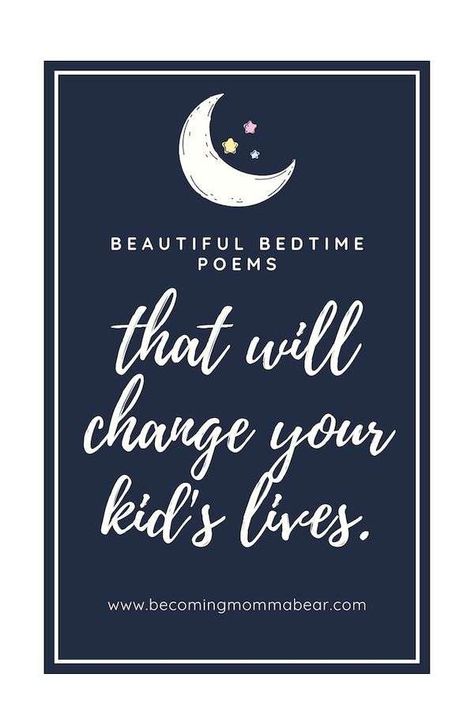 Moon and stars and text saying "Beautiful Bedtime poems that will change your kid's lives." Bedtime Story Quotes, Bedtime Affirmations For Kids, Bedtime Quotes, Bedtime Stories For Toddlers, Bedtime Prayers For Kids, Bedtime Songs, Baby Poems, Toddler Bedtime, Baby Bedtime