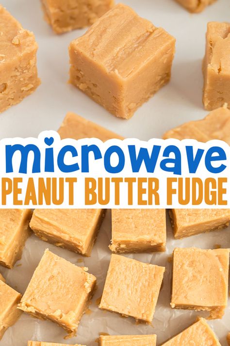 Easy, creamy, and made in the microwave! This peanut butter fudge is absolutely perfect! #recipe #fudge #candy Fudge Microwave, Microwave Peanut Butter Fudge, Penuche Fudge, Fudge Candy, Microwave Recipe, Peanut Butter Fudge Recipe, Peanut Butter Fudge Easy, Microwave Fudge, Chunky Peanut Butter