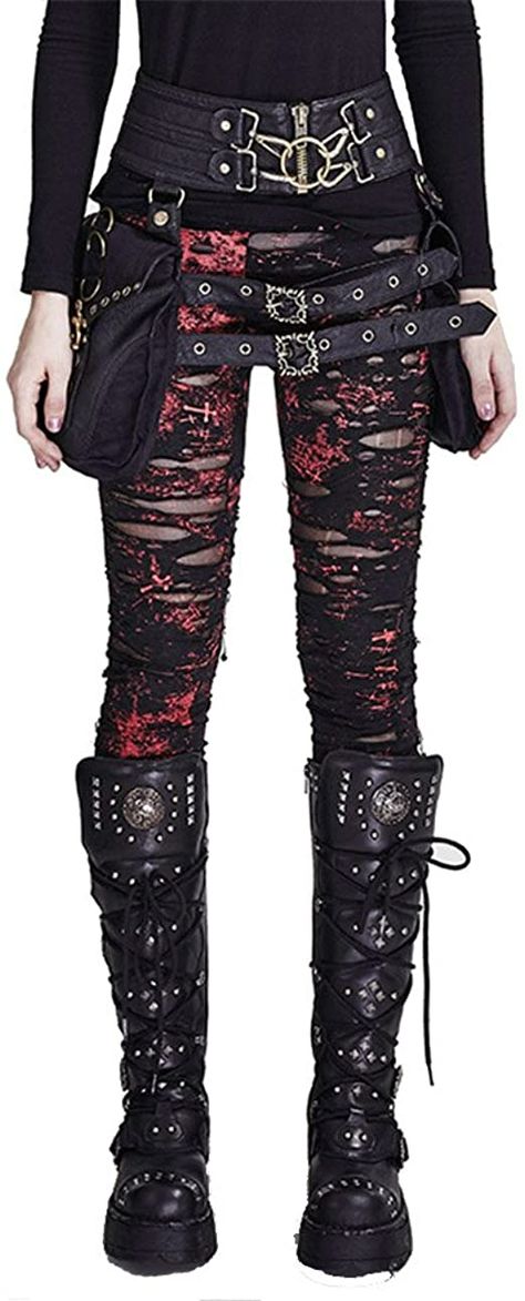 Ripped Clothes, Ripped Leggings, Punk Rock Outfits, Punk Women, Gothic Clothes, Tactical Clothing, Trouble Maker, Mesh Leggings, Stretch Leggings