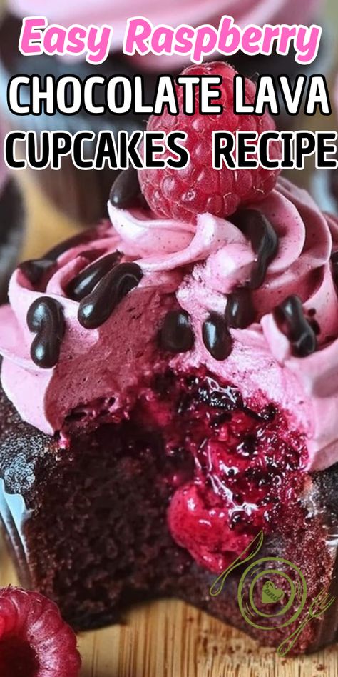 Raspberry Chocolate Lava Cupcakes Raspberry Chocolate Lava Cupcakes, Chocolate Lava Cupcakes, Lava Cupcakes, Chocolate Raspberry Cupcakes, Gourmet Bakery, Lemon Pound Cake Recipe, Raspberry Cupcakes, Raspberry Chocolate, Molten Chocolate