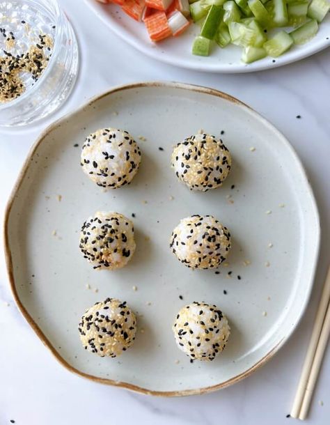 Kani Sushi Rice Balls Recipe - Recipes Junkie Rice Ball Shaker Recipes, Kani Sushi, Sushi Rice Balls, Making Sushi Rice, Rice Balls Recipe, Cucumber Sushi, Types Of Sushi, Food Boards, Nigiri Sushi