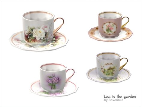 Tea cup on the saucer Found in TSR Category 'Sims 4 Clutter' Sims 4 Shabby Chic, Springfield Simpsons, Sims Decor, Sims Furniture, Sims 4 Hair Male, Sims 4 Blog, Sims 4 Kitchen, Mod Furniture, Castle Decor