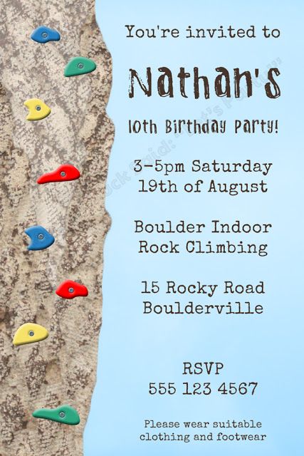 Rock Climbing Birthday Party Invitations, Climbing Party, Rock Climbing Party, Auto Party, Thomas Birthday Parties, Fete Ideas, 13th Birthday Invitations, Outdoors Birthday Party, Rock Climbing Wall