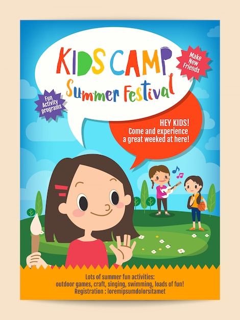 Kids summer camp education poster flyer | Premium Vector #Freepik #vector #summer-flyer #kindergarten #summer-party #summer-music Camp Brochure, Education Advertising, Kids Summer Camp, Brochure Templates Free Download, Leaflet Template, Magazine Cover Template, Business Brochure Design, Free Psd Flyer Templates, Kids Camp