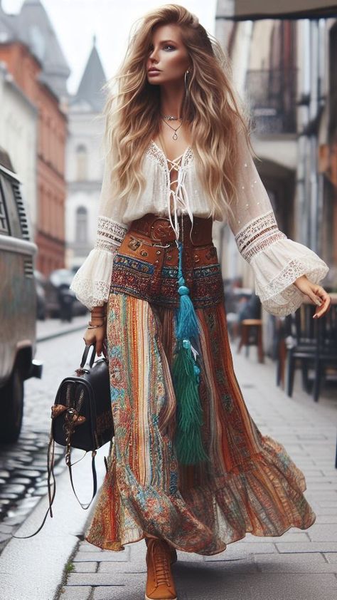 Boho Chic Spring Outfits, Vetement Hippie Chic, Stile Hippie Chic, Boho Chic Aesthetic, Looks Hippie, Stile Boho Chic, Moda Hippie, Boho Inspiration, Boho Clothes