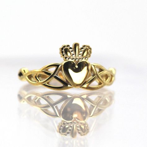 14k Gold Claddagh Ring / Valentine Gifts / Love Ring for Her / - Etsy Gold Claddagh Ring, Irish Ring Claddagh, Irish Claddagh, Claddagh Ring, Designer Rings, Hammered Ring, Claddagh Rings, Fine Jewelry Collection, Color Ring