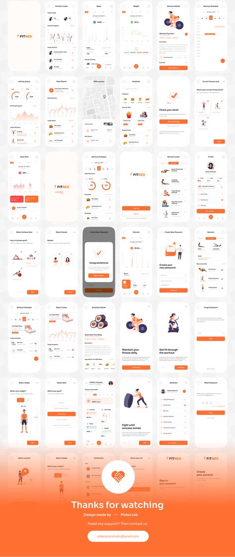 Fitnex - Fitness Mobile App UI Kit — UI Kits on UI8 Fitness Apps Design, Fitness App Ui, Fitness Tracking App, Desain Ux, Gym App, Nutrition App, App Design Layout, Ux App Design, Wellness Apps