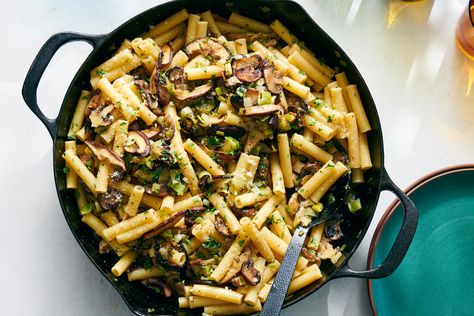 Miso Mushroom and Leek Pasta  Recipe Mushroom Leek Pasta, Leeks Pasta Recipe, Miso Pasta, Mushroom Leek, Layered Pasta, Leek Pasta, Whole Wheat Pasta, Nyt Cooking, Cooking Guide