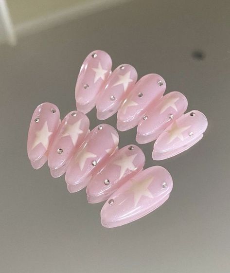 Italy Nails, Choose Your Fighter, Grunge Nails, Blush Nails, Really Cute Nails, Pretty Gel Nails, Soft Nails, Kawaii Nails, Star Nails