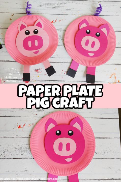 Pig Craft Preschool, Muddy Pig Craft, Paper Plate Pig Craft, Pig Crafts For Kids, Cool Crafts For Kids, Craft Ideas With Paper, Cheers Tv, Ideas With Paper, Kids Craft Ideas