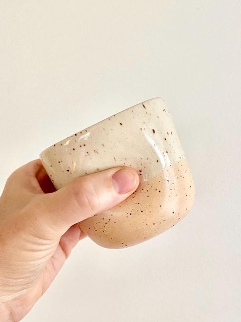 handmade ceramic thumb cup. thrown on pottery wheel and hand glazed, thus each mug is subtly unique. has the perfect indent for a truly good hold. color options:  *apricot + birch *blue + birch microwave + dishwasher safe 8 oz Mug height: 2.75" Rim diameter: 3.25" *approximate size, due to each being individually handmade it varies slightly Pottery Thumb Cup, Thumb Cup, Kingston Ny, Cup Ceramic, Pottery Wheel, White Clay, Handmade Ceramic, Kingston, 2 Colours