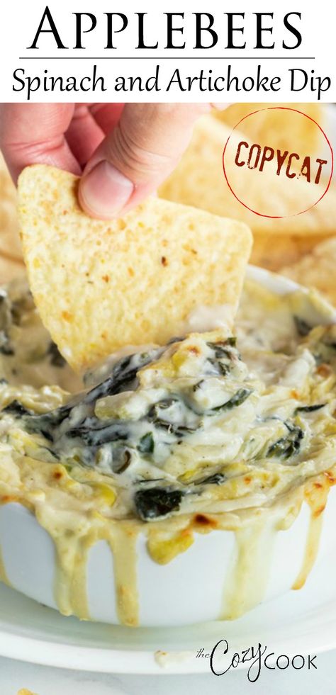 Copycat Applebees, Low Carb Low Calorie, Spinach Artichoke Dip Recipe, Dip Easy, Spinach And Artichoke Dip, Artichoke Dip Recipe, Easy Appetizers, Dip Recipes Easy, Spinach Artichoke Dip