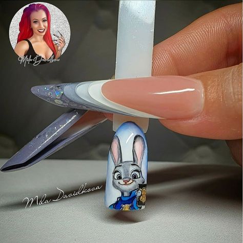 Detailed Disney Nails, Boutique Nails, Judy Hopps, Painted Nail Art, Birthday Nails, Zootopia, Nail Ideas, How To Introduce Yourself, You And I