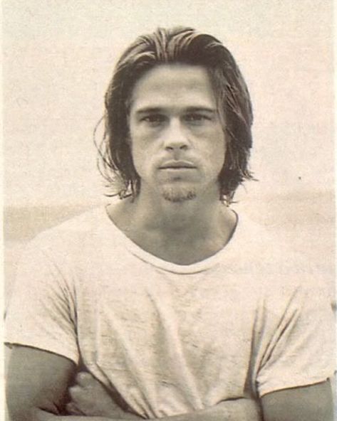 Brad Pitt Hair Long, Brad Pitt Long Hair 90s, Haircuts For Men Receding Hairline, Mens Shaggy Haircut, Summer Haircut Men, Wolf Cut Men Long, 90s Men Hair, Men’s Long Hair, 90s Mens Hair