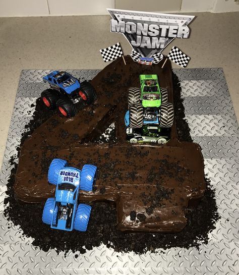 The best monster truck party cake to celebrate the birthday of your nearest and dearest ones. Blue Thunder Monster Truck Cake, Monster Truck Birthday Cake, Monster Jam Birthday, Truck Birthday Cakes, Monster Truck Cake, Truck Cake, Truck Cakes, Blue Thunder, Monster Truck Party