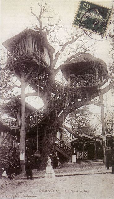 Robinsons Restaurant in Paris—Early 1900s | rkeys23_2 | Flickr Le Plessis Robinson, Paris Suburbs, Restaurant Paris, Old Paris, Tree Houses, Paris Restaurants, Paris Photo, Tree Tops, Abandoned Houses