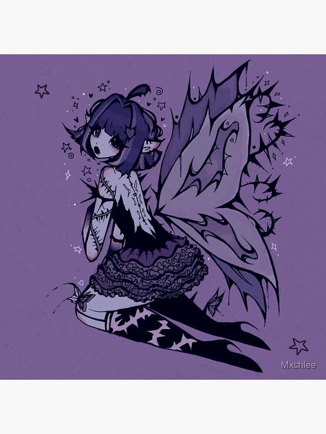 Fairy Stickers, Fairy Drawings, Creepy Drawings, Fairy Goth, Goth Fairy, Goth Wallpaper, Fairy Artwork, Sticker Ideas, Goth Art