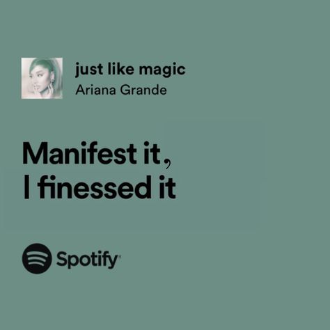 Just Like Magic Ariana, Ariana Grande Spotify Lyrics, Ariana Said, Ariana Grande Lyrics, Ariana Grande Songs, Spotify Lyrics, Celebrity Look Alike, Magic Aesthetic, Me Too Lyrics