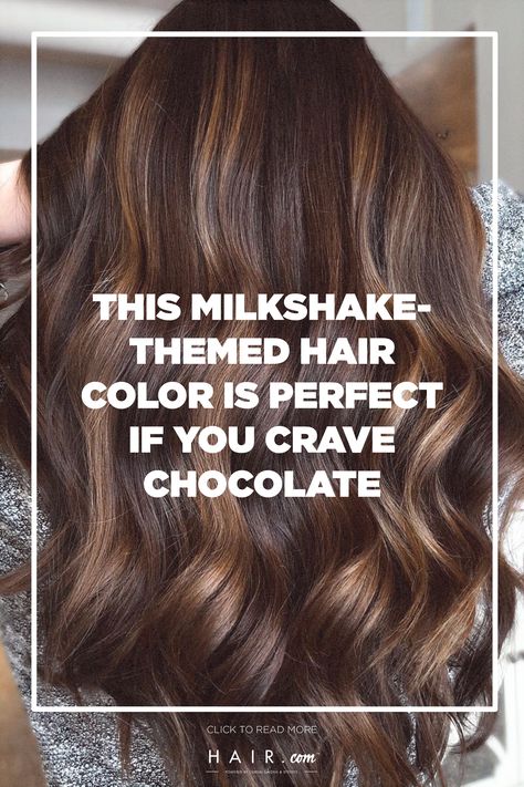 Iced Chocolate Hair Color, Milkshake Hair Color, Chocolate Cake Hair Color, Snickers Milkshake, Coffee Hair Dye, Melted Caramel, Mocha Color Hair, Coffee Brown Hair, Lilac Hair Color