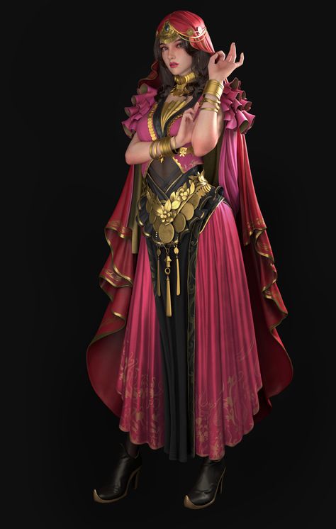 ArtStation - Lux Arabian Princess, Concept Art Character, Mobile Games, Traditional Wear, Female Character Design, Character Design References, Fantasy Clothing, Character Portraits, Horror Art