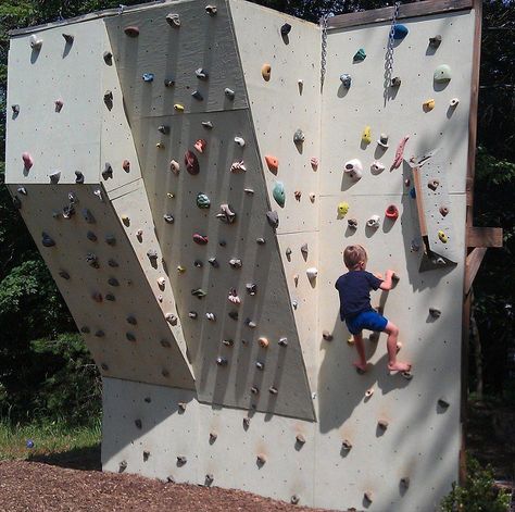 To have a really well-rounded rock climbing training regime, you need to have something to climb, and somewhere close to home is best. Backyard Climbing, Kids Rock Climbing, Diy Climbing Wall, Climbing Wall Kids, Rock Climbing Training, Home Climbing Wall, Bouldering Wall, Backyard Swings, Kids Climbing